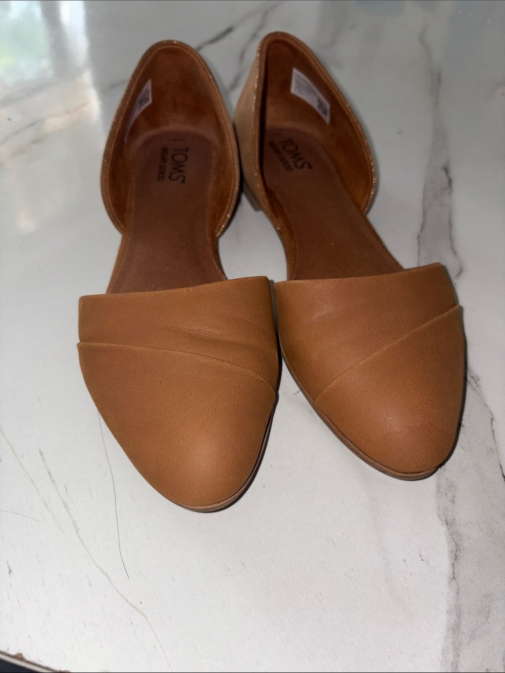TOMS Women's Tan Pointed D'Orsay Flats
